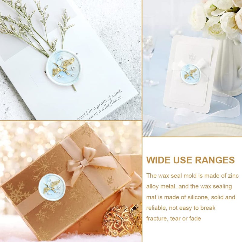 Restynic Wax Seal Stamp Kit - 3 Metal Molds & Silicone Mat | DIY Envelope Seals for Wedding Invitations, Gift Wrapping & Cards | Ideal for Crafting Enthusiasts - Image 5